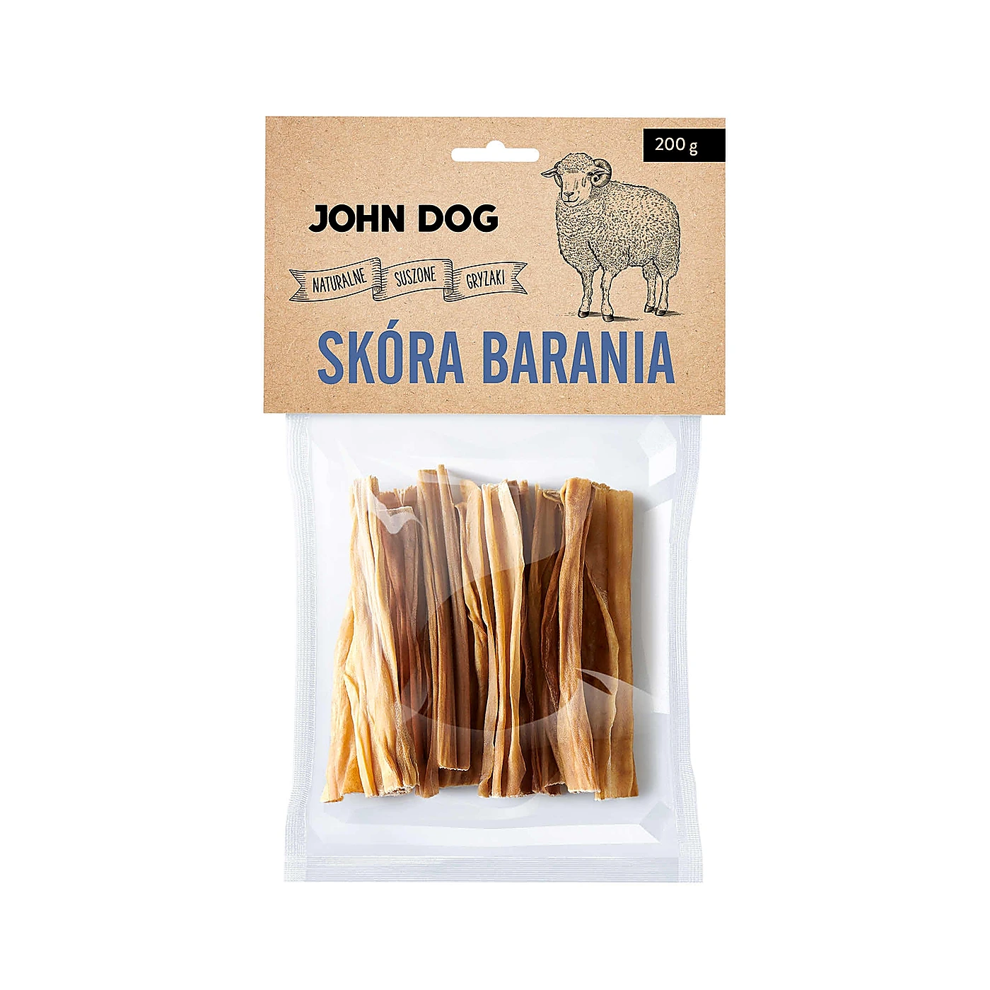 JOHN DOG Suszony gryzak dla psa. Skóra barania 200 g
