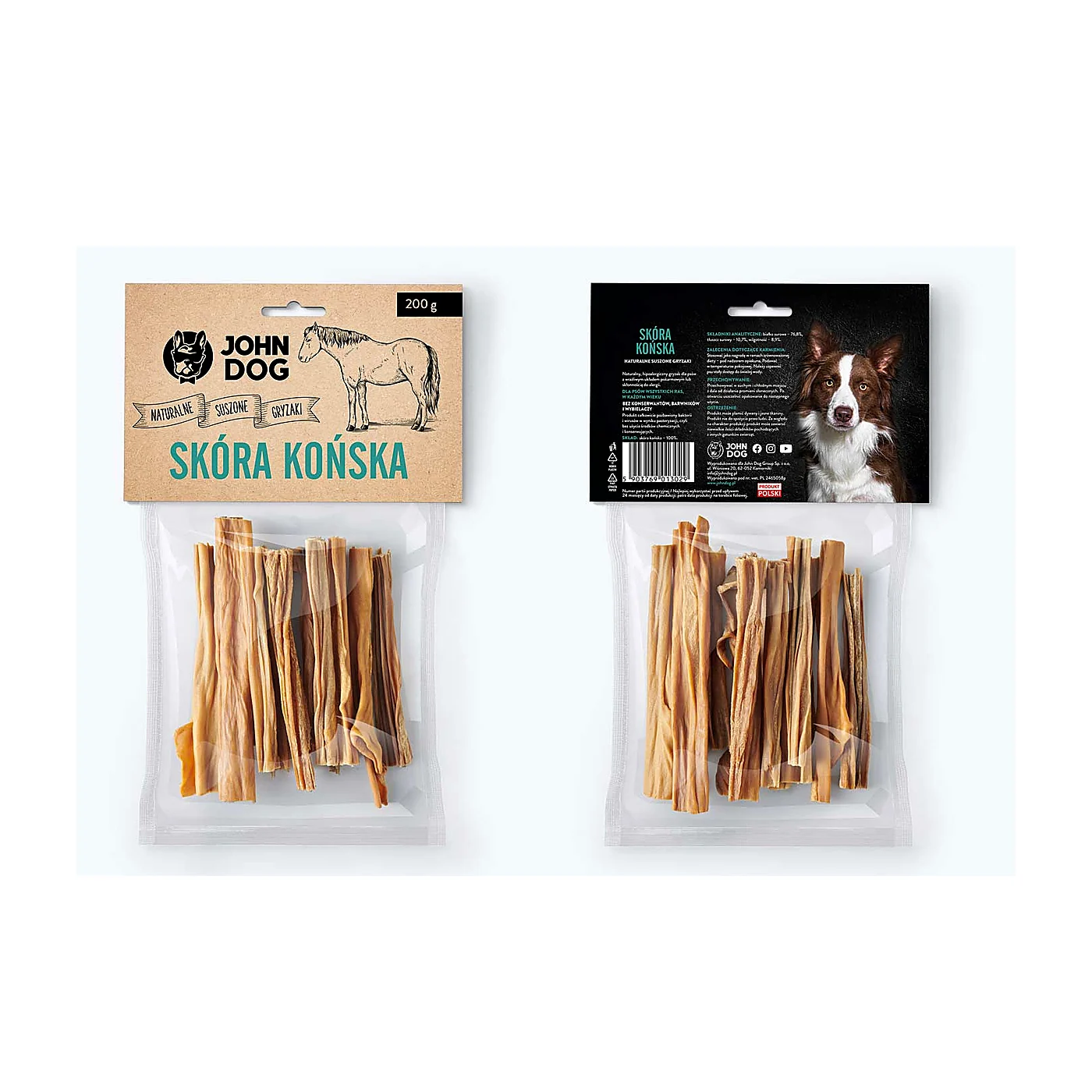 JOHN DOG Suszony gryzak dla psa. Skóra końska 200g