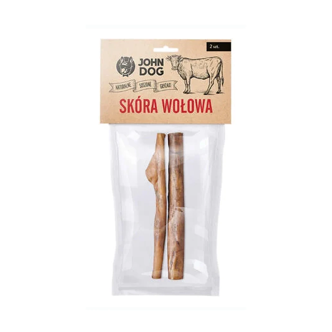 JOHN DOG Suszony gryzak dla psa. Skóra wołowa duże kawałki