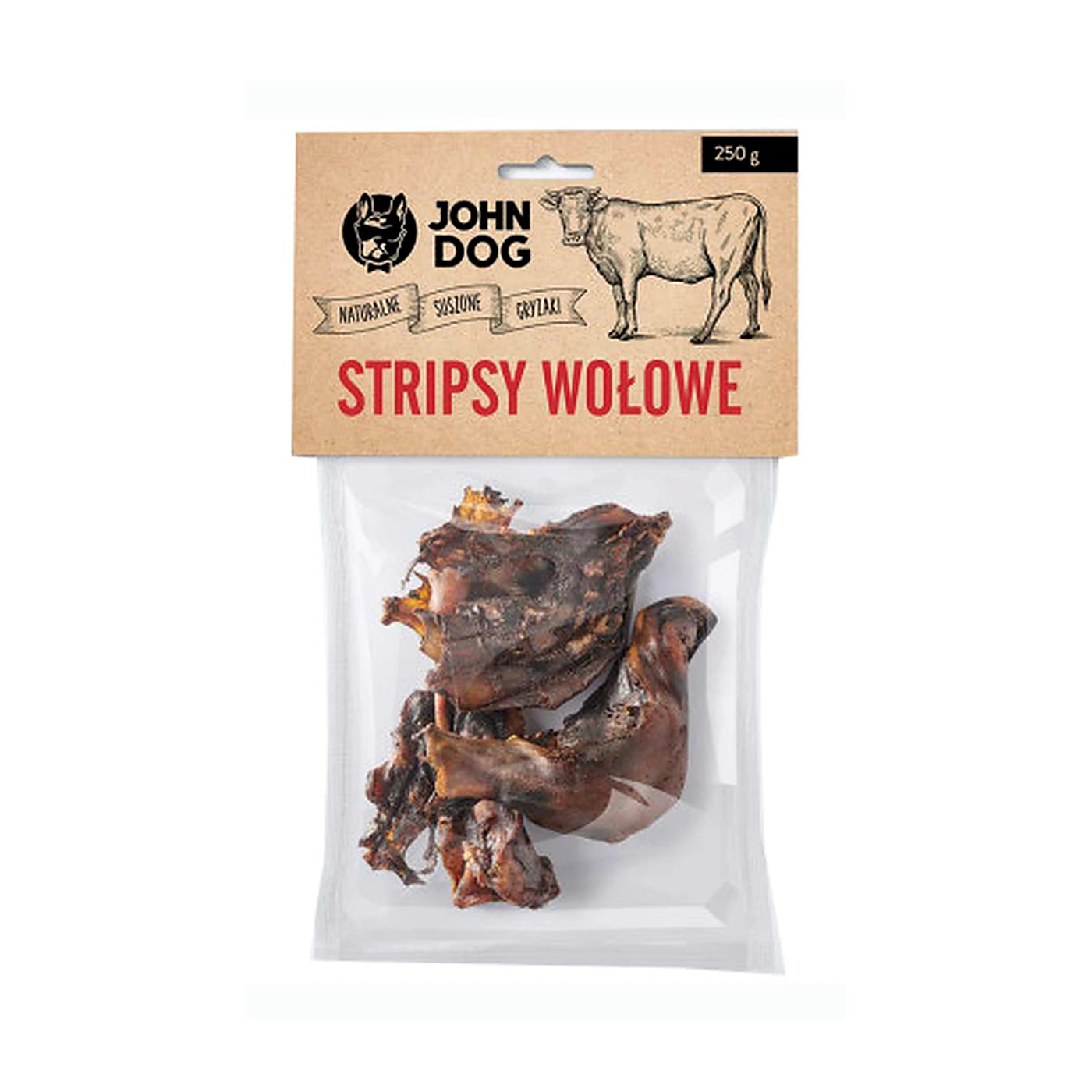 JOHN DOG Suszony gryzak dla psa. Stripsy wołowe 250g