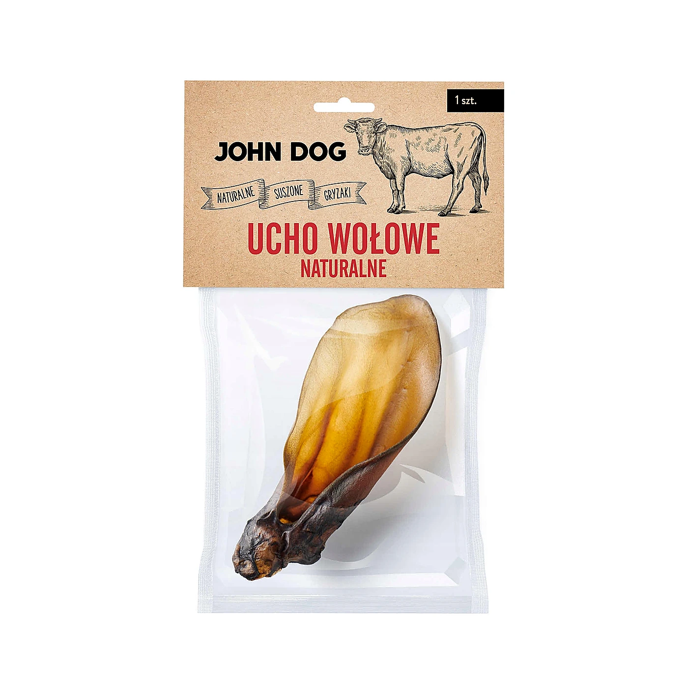 JOHN DOG Suszony gryzak dla psa. Ucho wołowe naturalne