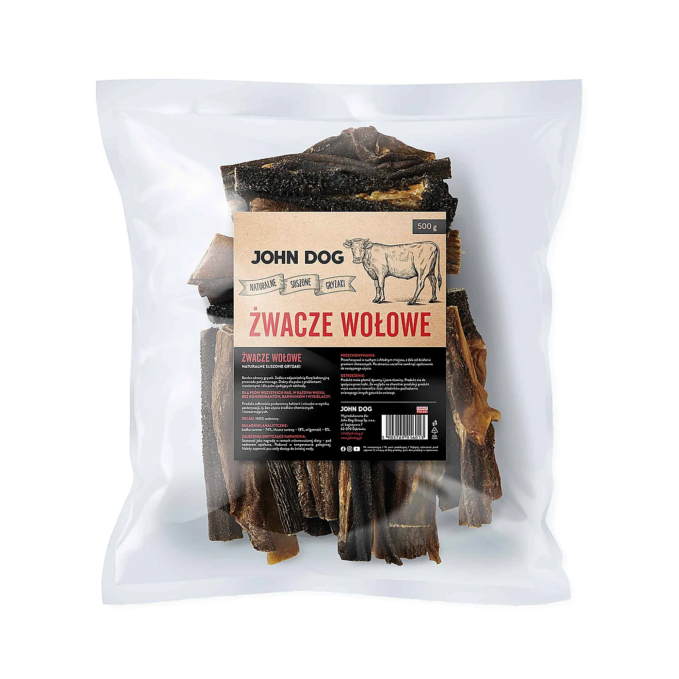 JOHN DOG Żwacze wołowe dla psa - suszone
