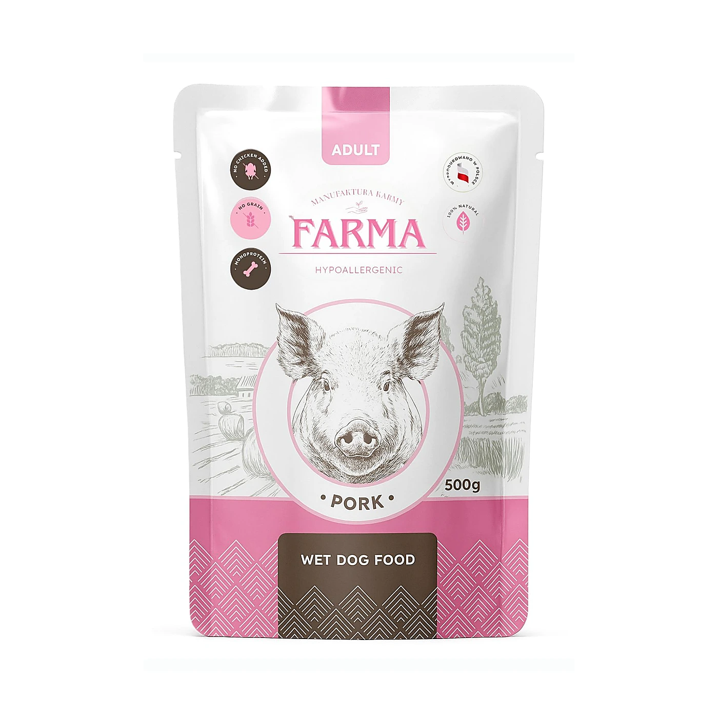 Farma Wieprzowina Karma Mokra Adult Sasz 500g