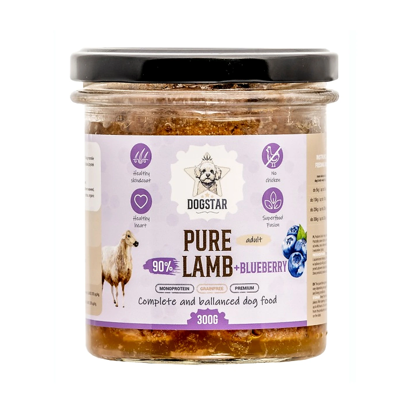 DOGSTAR - PURE - Jagnięcina z borówkami 300g